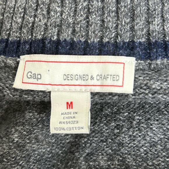 Gap Men Quarter Zip Pull Over Gray 100% Cotton Smart Casual Office Career Size M - Picture 4 of 5